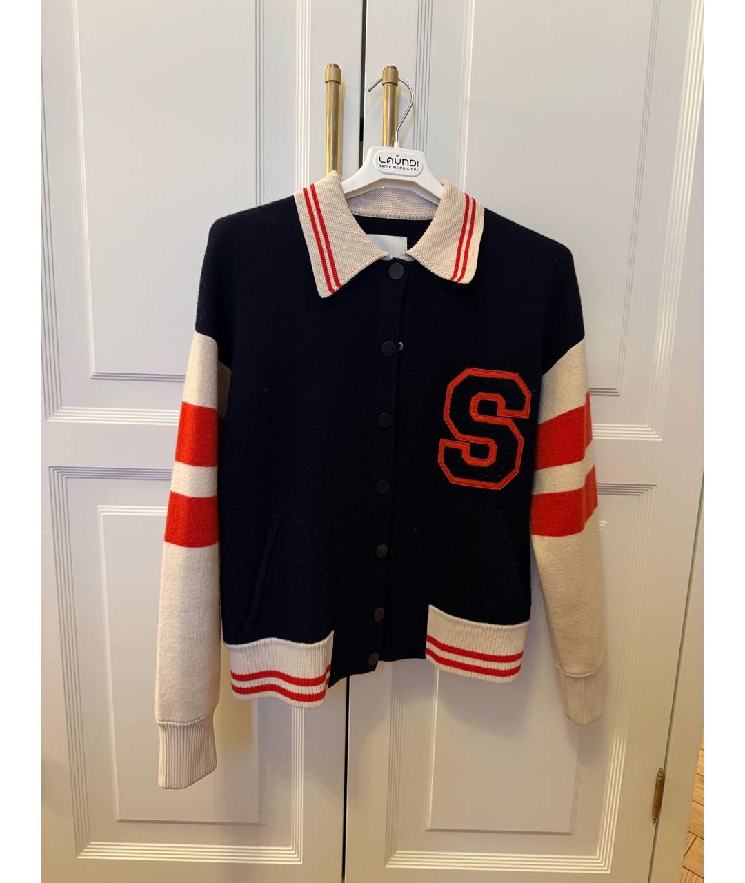 SANDRO Темно-синий шерстяной кардиган, фото 6
