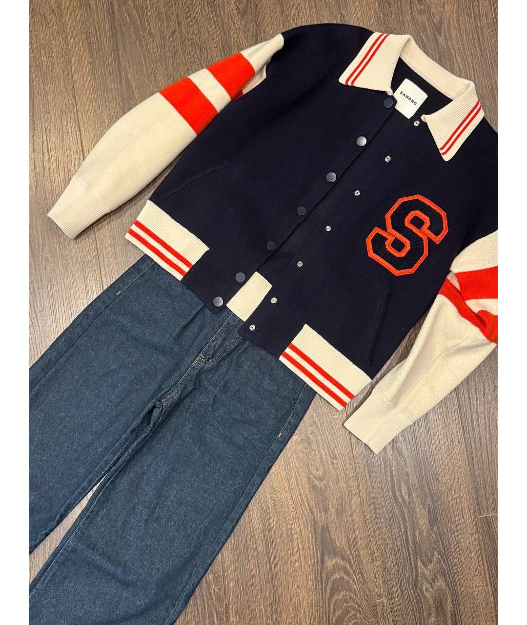 SANDRO Темно-синий шерстяной кардиган, фото 4