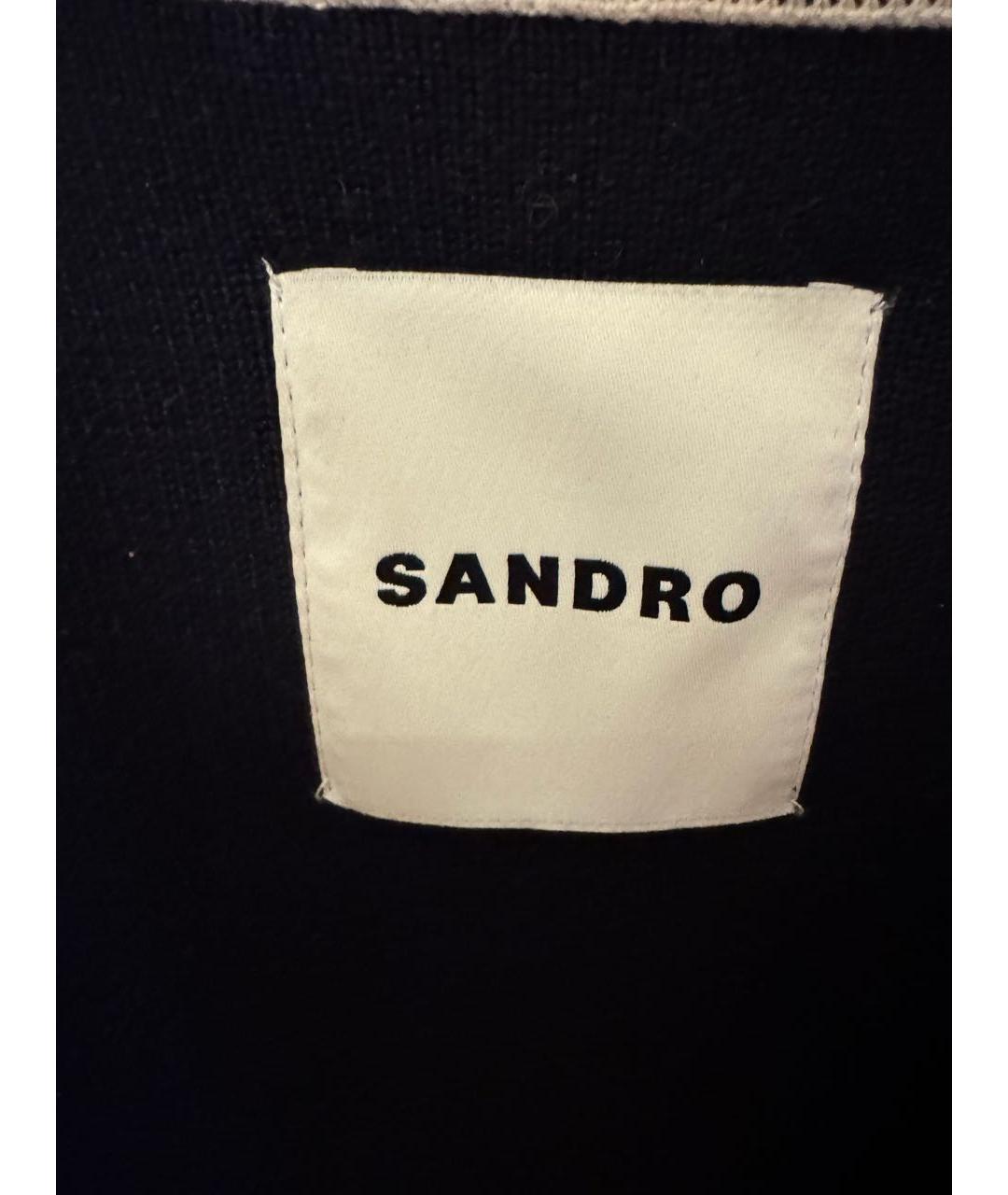 SANDRO Темно-синий шерстяной кардиган, фото 3