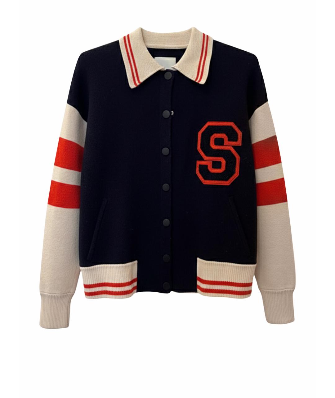 SANDRO Темно-синий шерстяной кардиган, фото 1