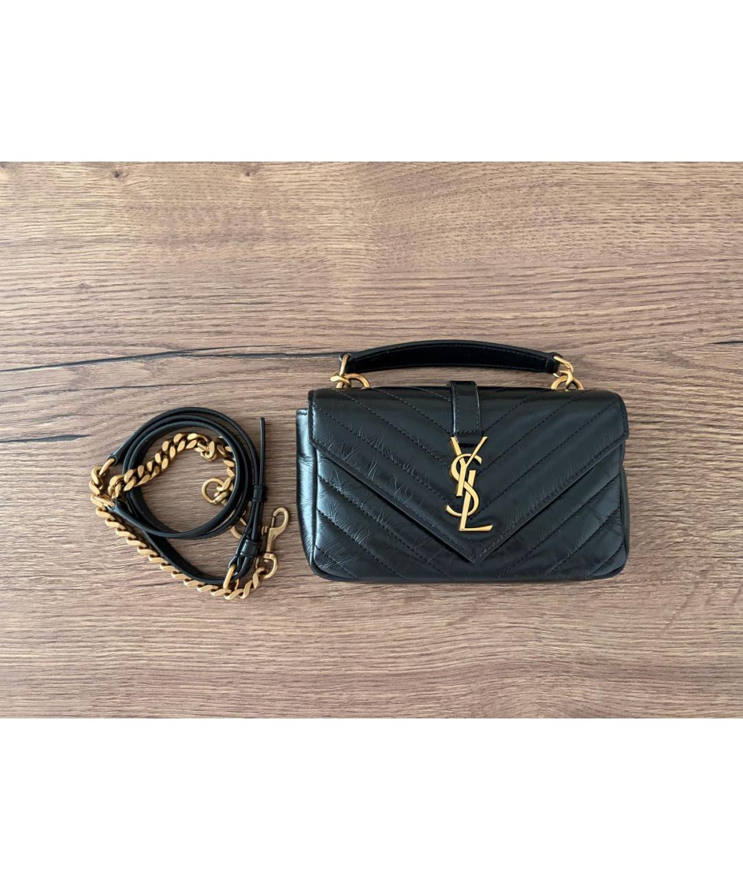 SAINT LAURENT Черная кожаная сумка через плечо, фото 8