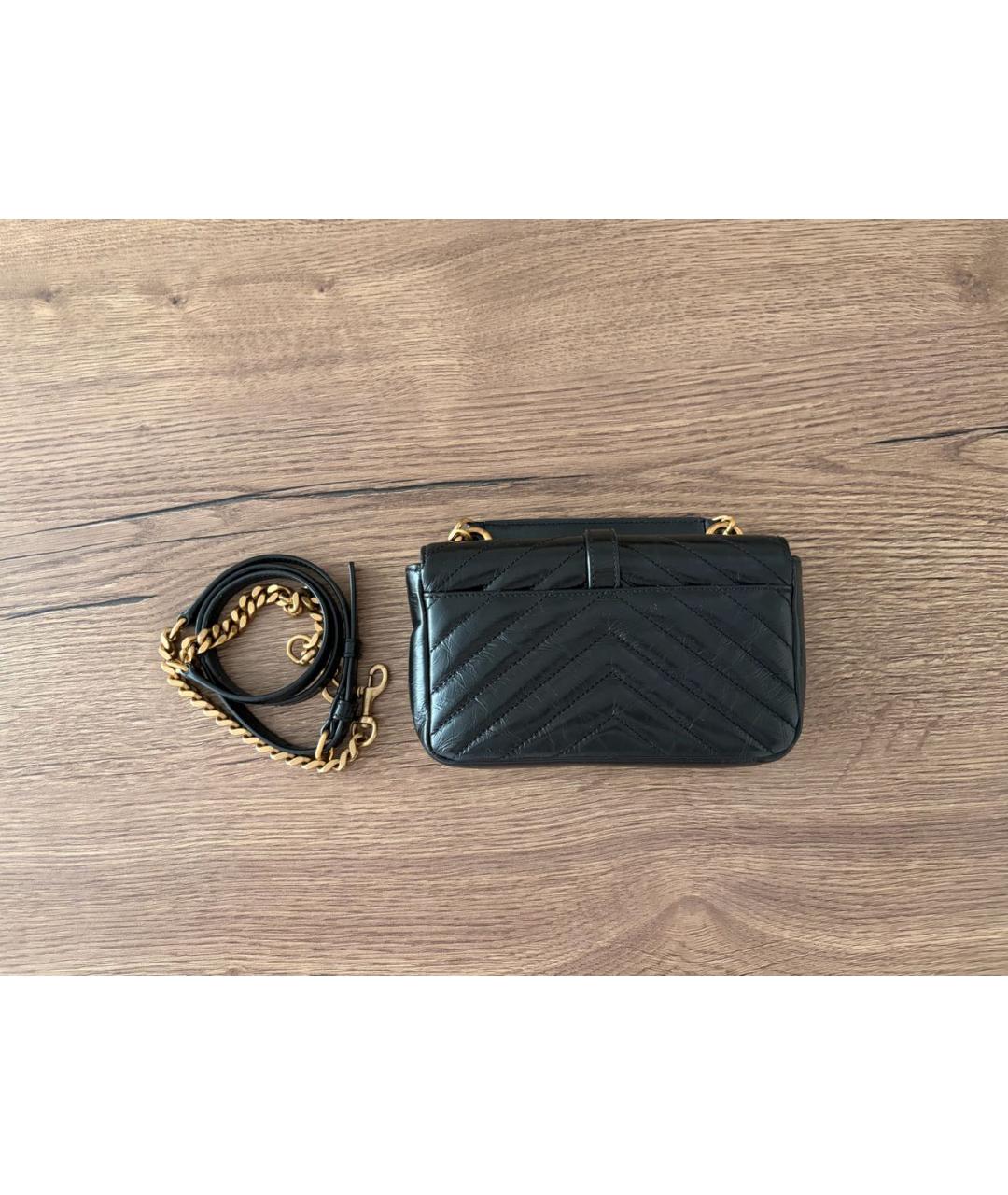 SAINT LAURENT Черная кожаная сумка через плечо, фото 3