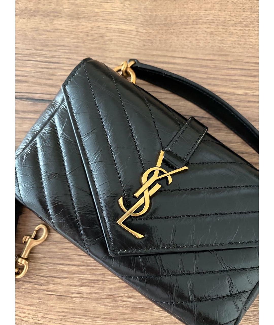 SAINT LAURENT Черная кожаная сумка через плечо, фото 7