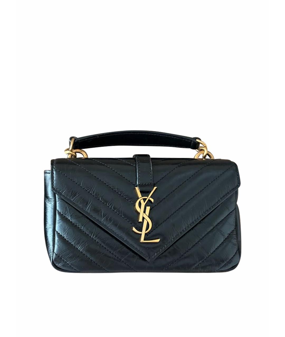SAINT LAURENT Черная кожаная сумка через плечо, фото 1