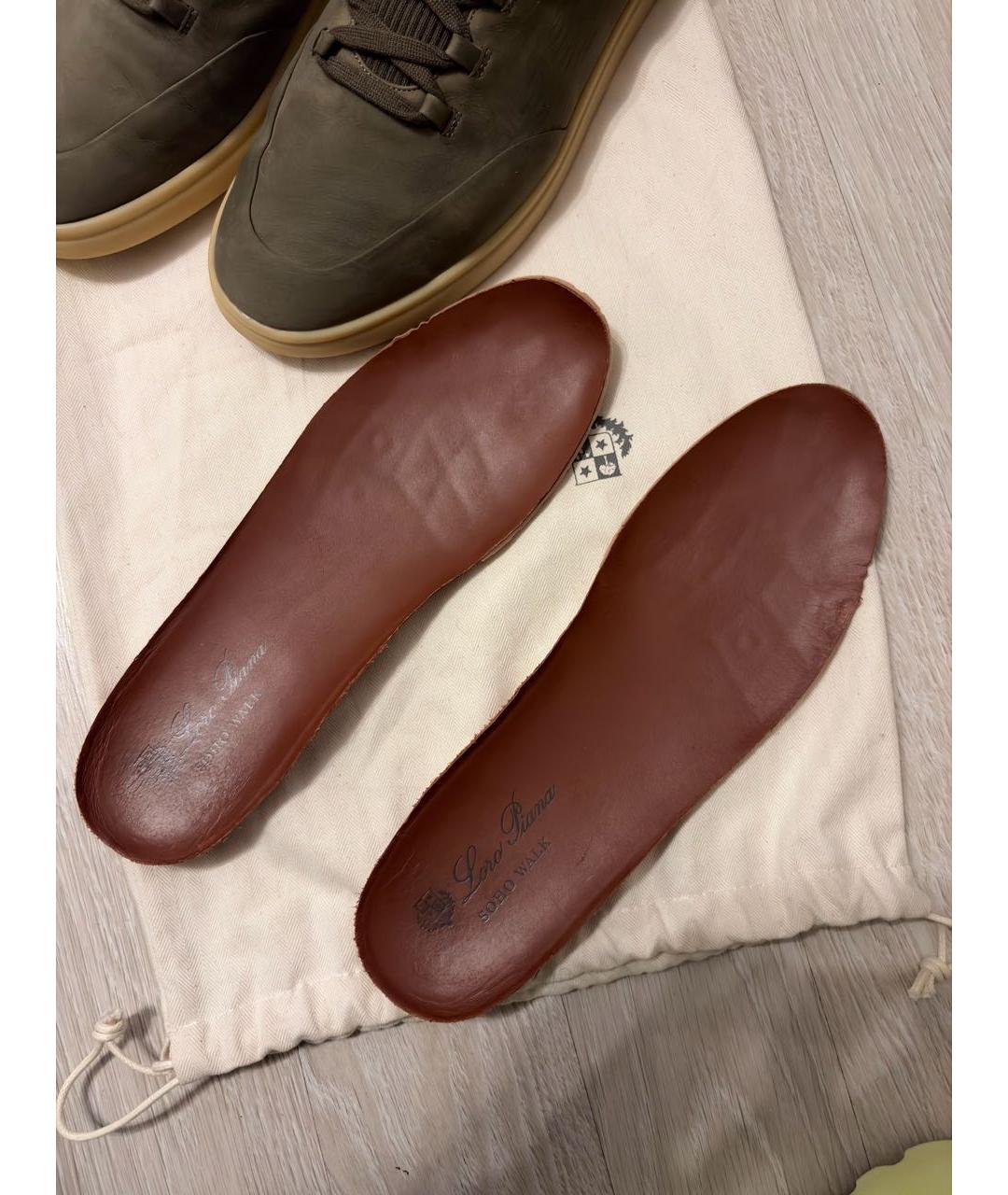 LORO PIANA Хаки нубуковые низкие кроссовки / кеды, фото 8