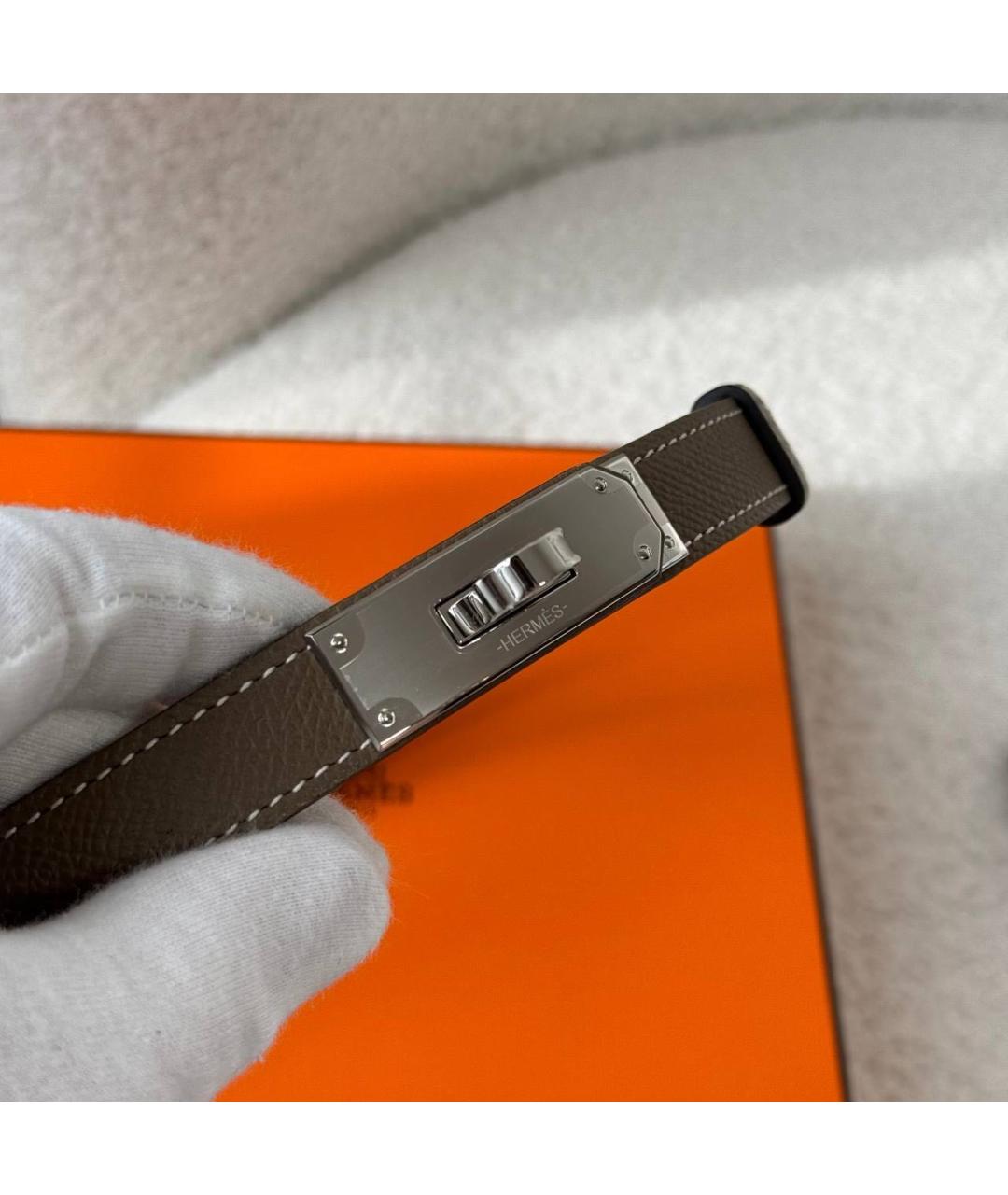 HERMES Серый кожаный ремень, фото 3