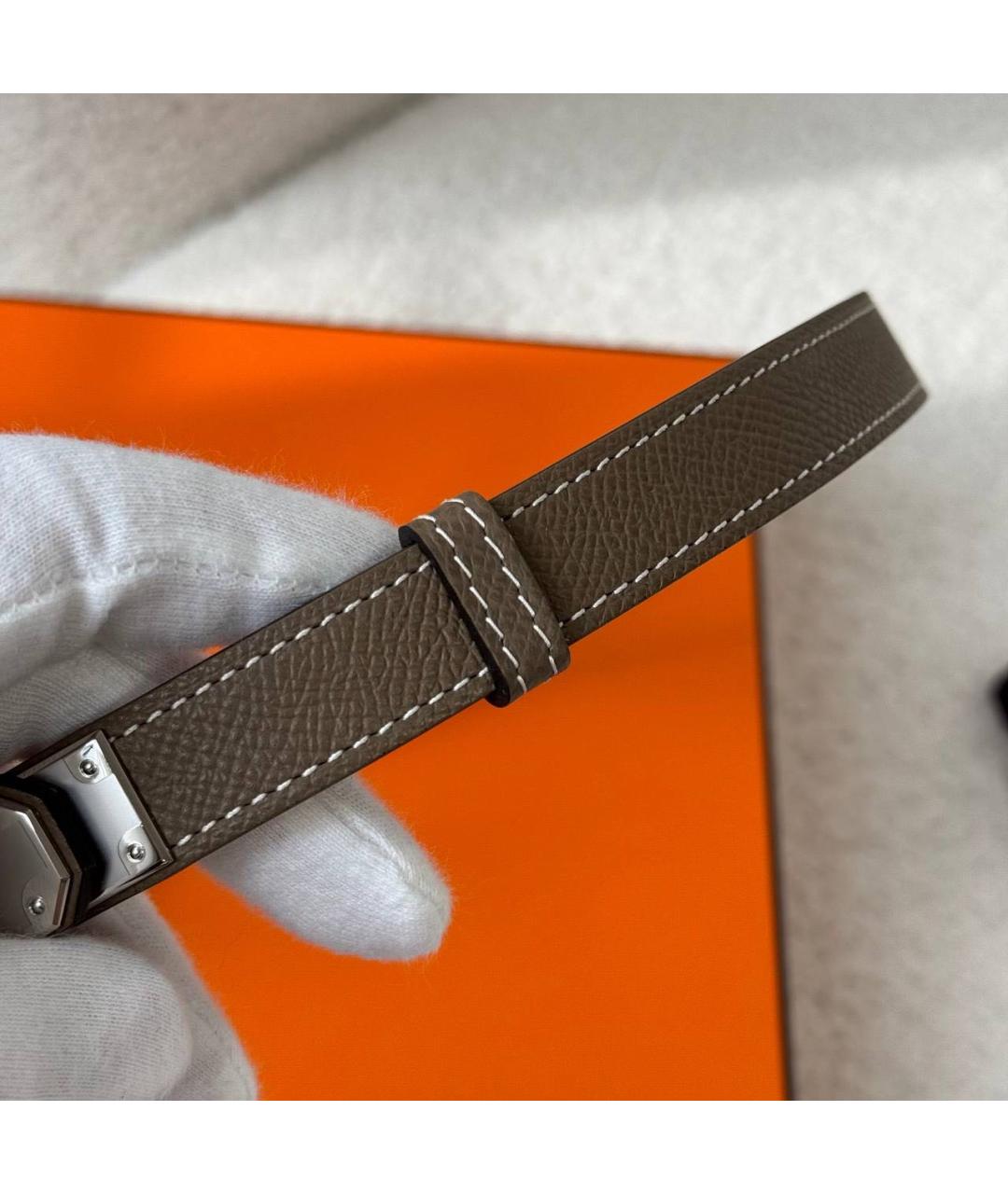 HERMES Серый кожаный ремень, фото 4