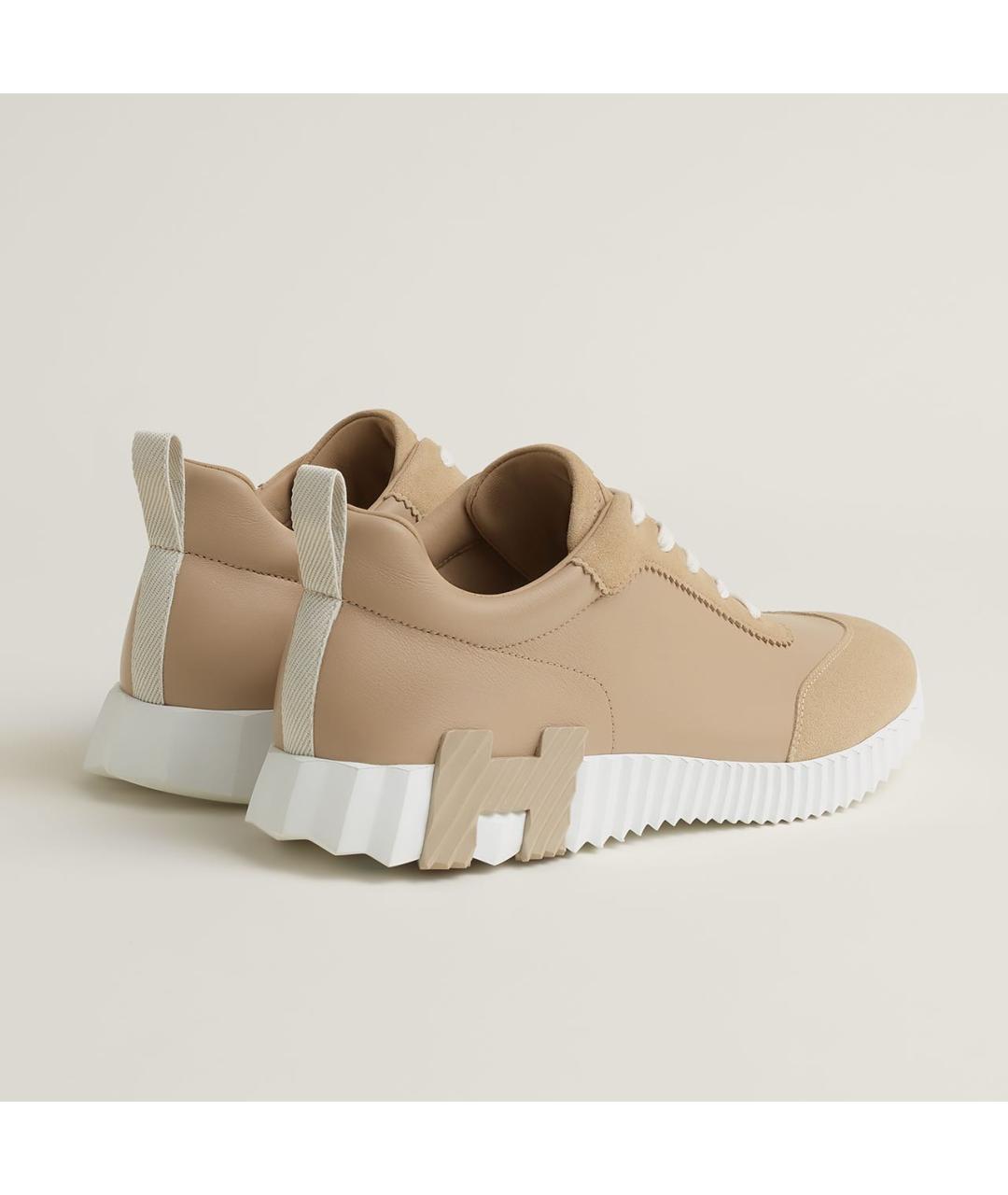 HERMES Бежевые кожаные низкие кроссовки / кеды, фото 3