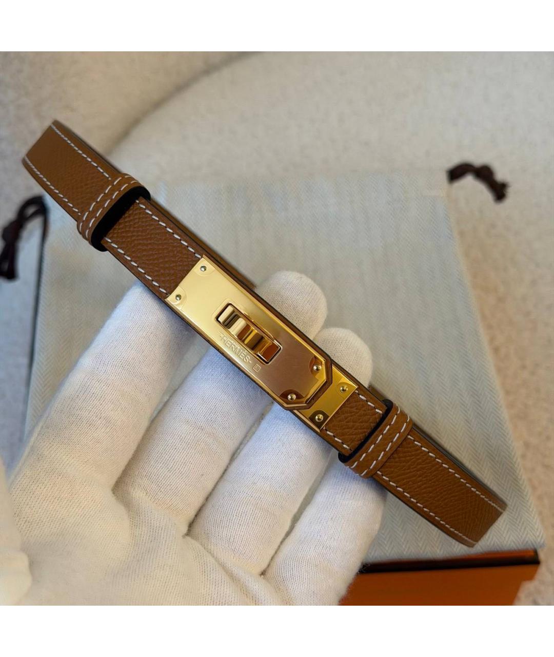 HERMES Коричневый кожаный ремень, фото 3