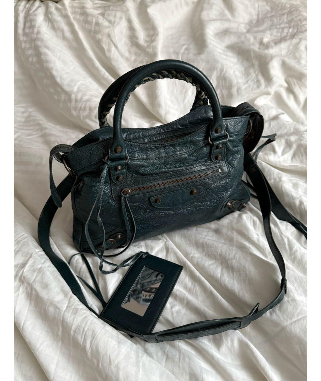 BALENCIAGA Зеленая кожаная сумка с короткими ручками, фото 9