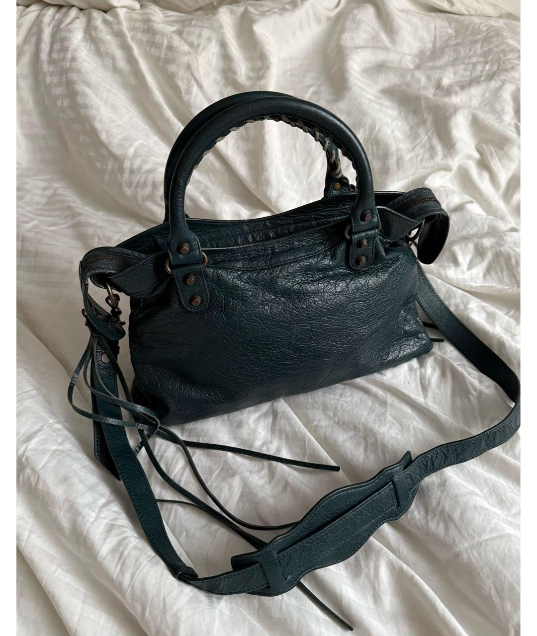 BALENCIAGA Зеленая кожаная сумка с короткими ручками, фото 2