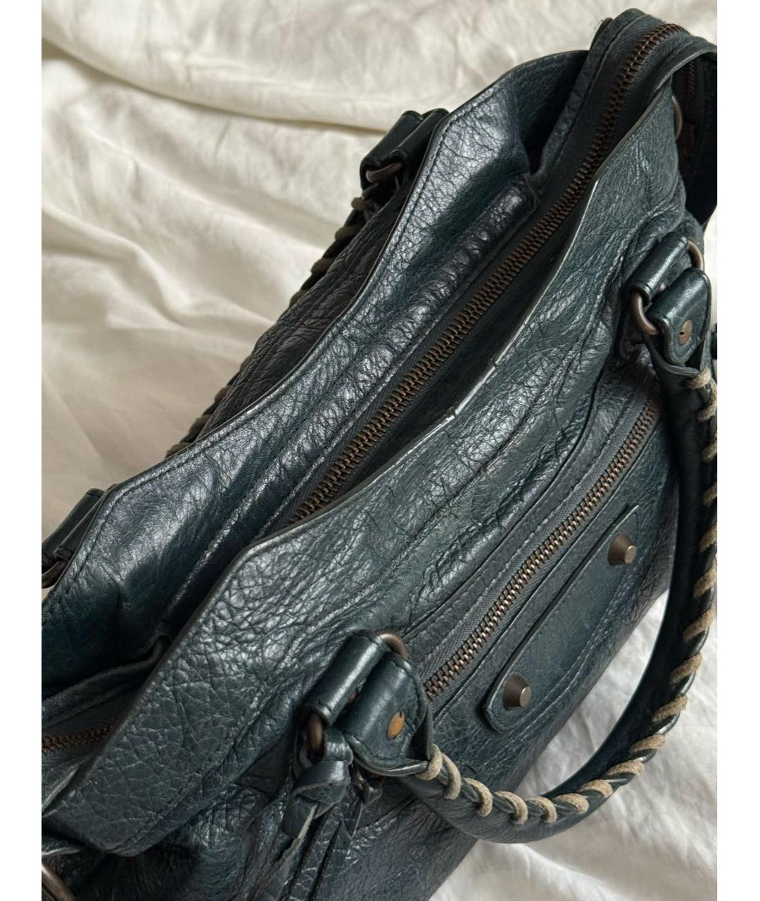 BALENCIAGA Зеленая кожаная сумка с короткими ручками, фото 4