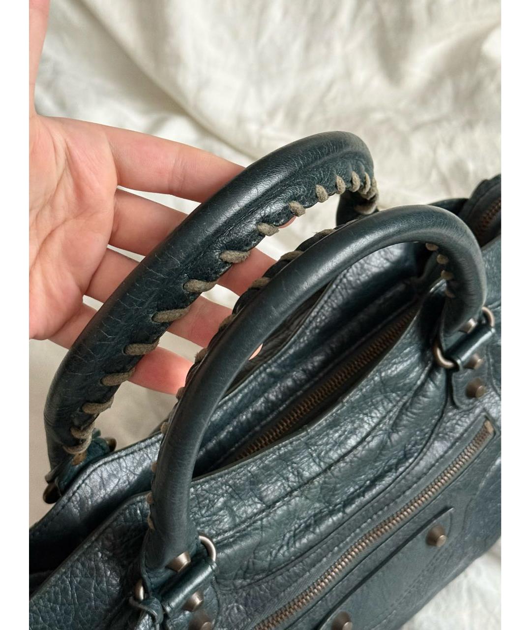 BALENCIAGA Зеленая кожаная сумка с короткими ручками, фото 3