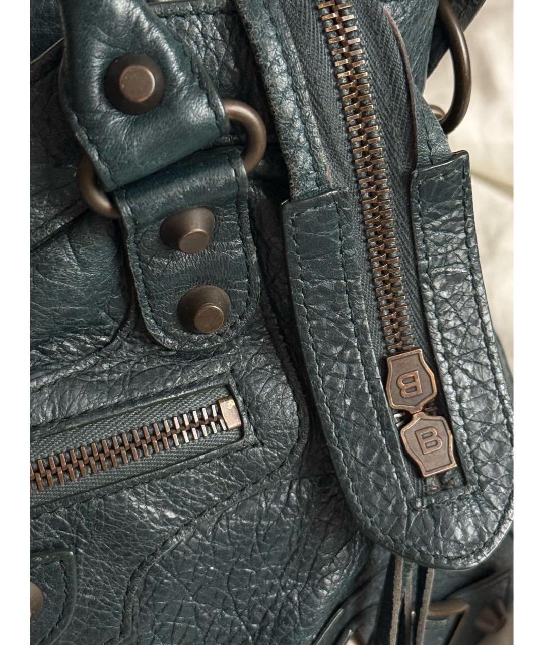 BALENCIAGA Зеленая кожаная сумка с короткими ручками, фото 5