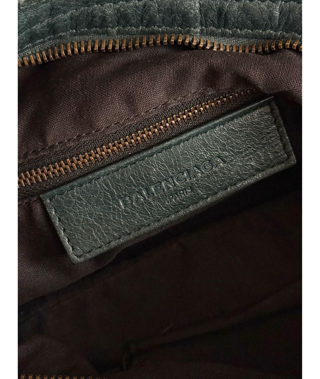 BALENCIAGA Зеленая кожаная сумка с короткими ручками, фото 6