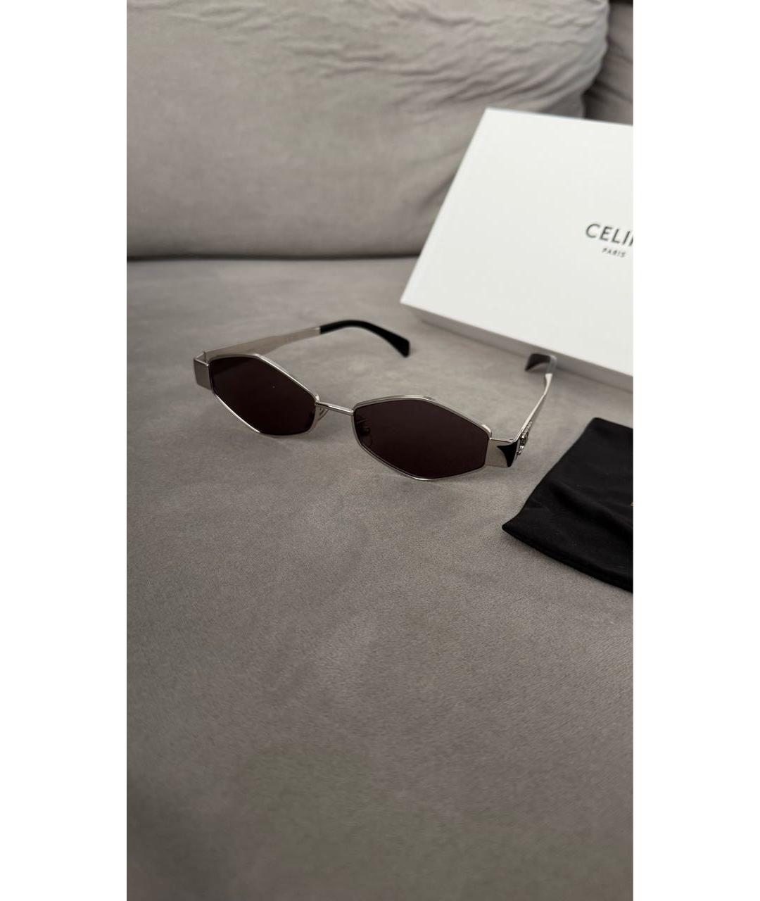 CELINE Серебряные металлические солнцезащитные очки, фото 8