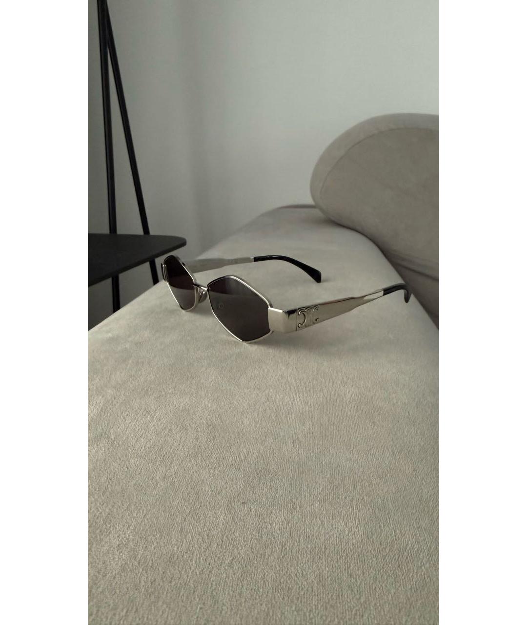 CELINE Серебряные металлические солнцезащитные очки, фото 2