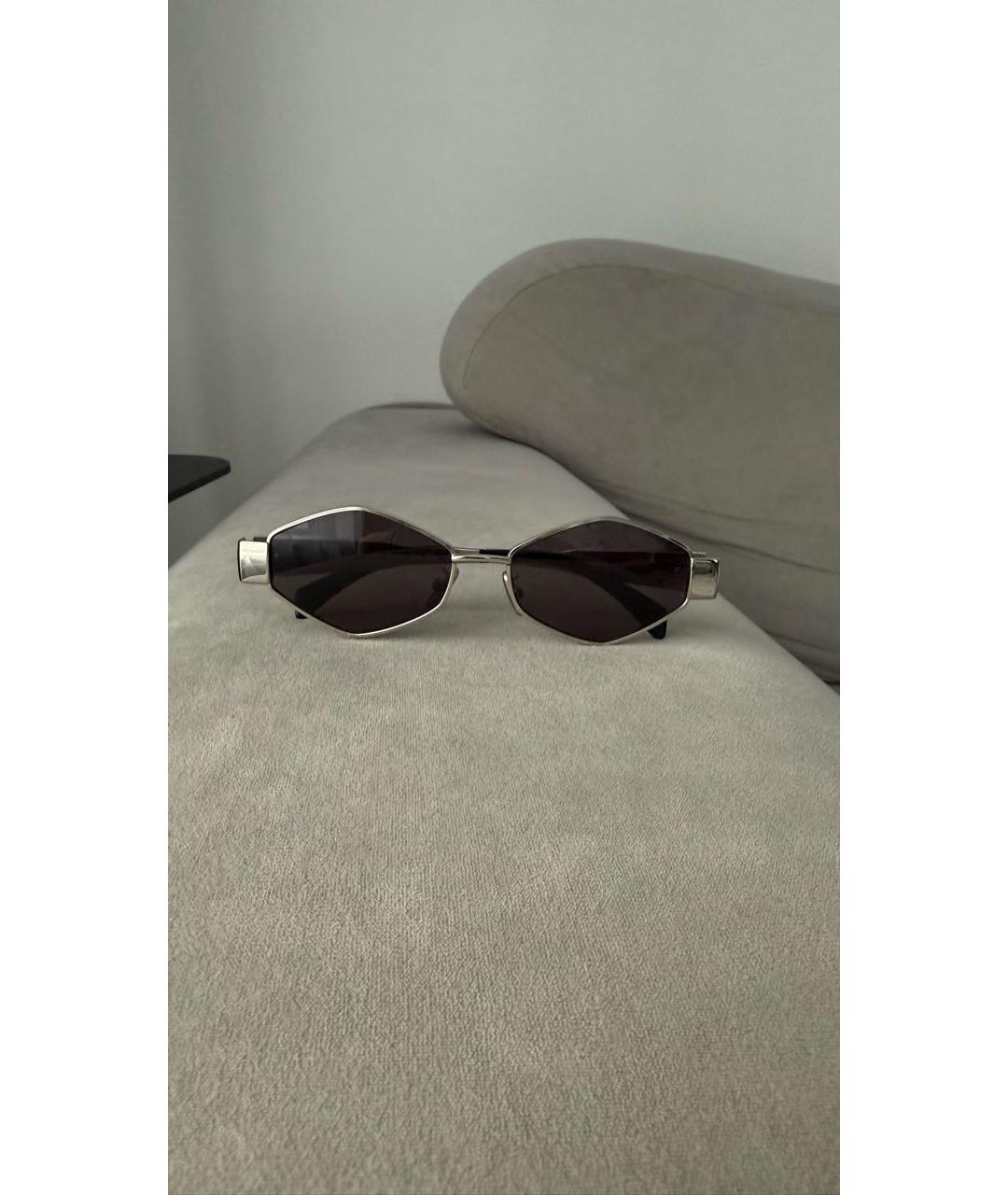 CELINE Серебряные металлические солнцезащитные очки, фото 9