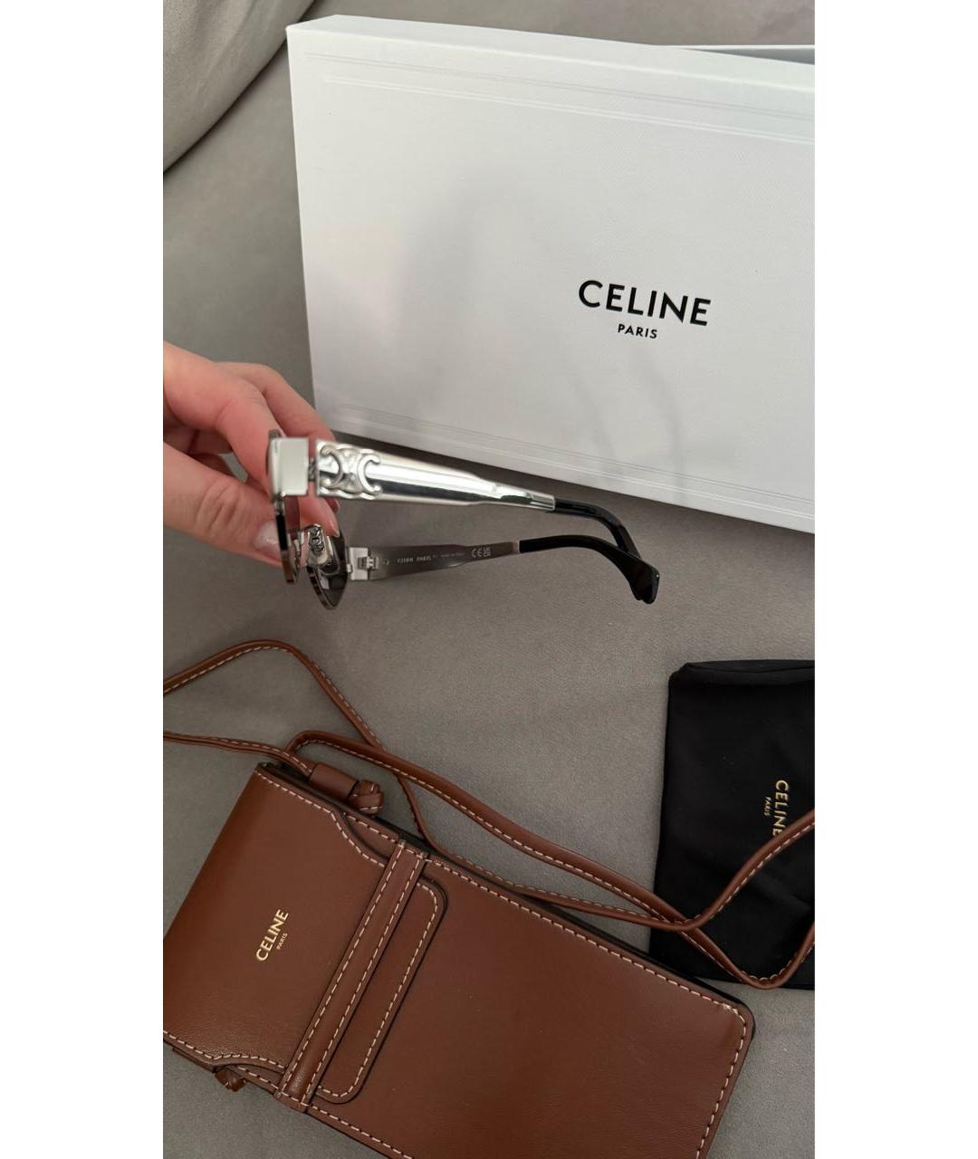 CELINE Серебряные металлические солнцезащитные очки, фото 7