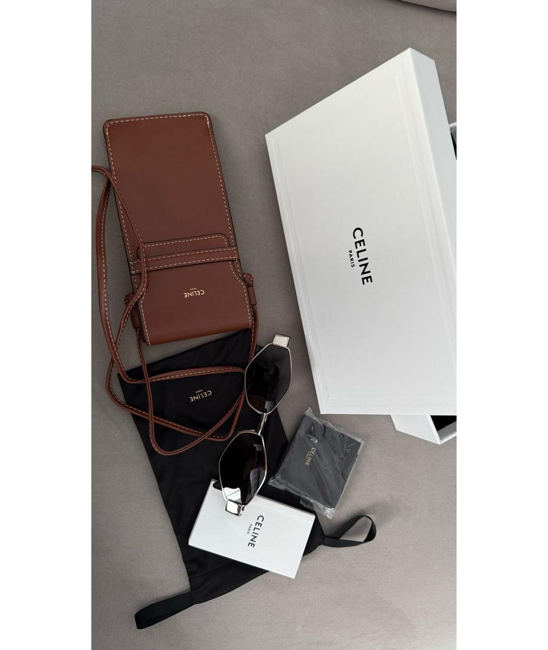 CELINE Серебряные металлические солнцезащитные очки, фото 4