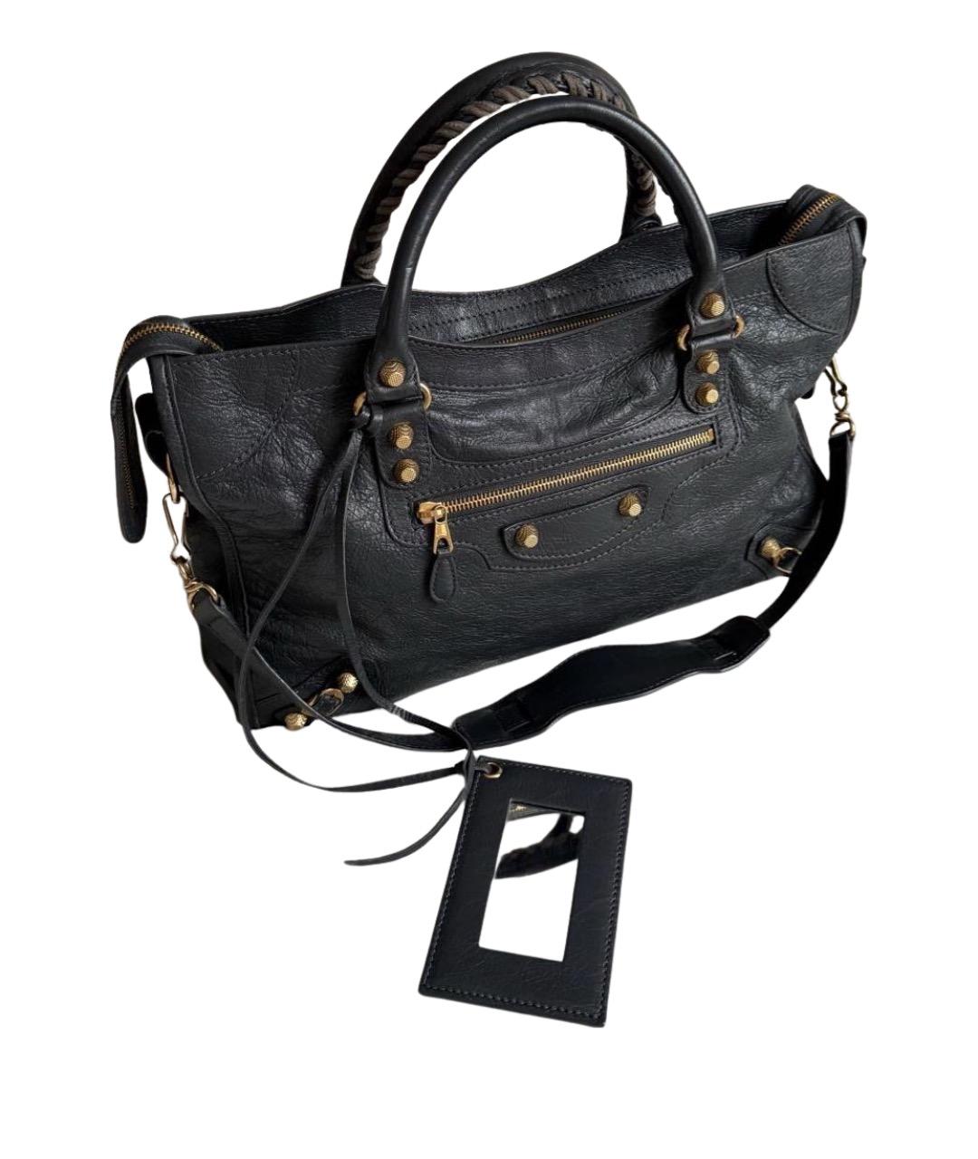 BALENCIAGA Серая кожаная сумка с короткими ручками, фото 1