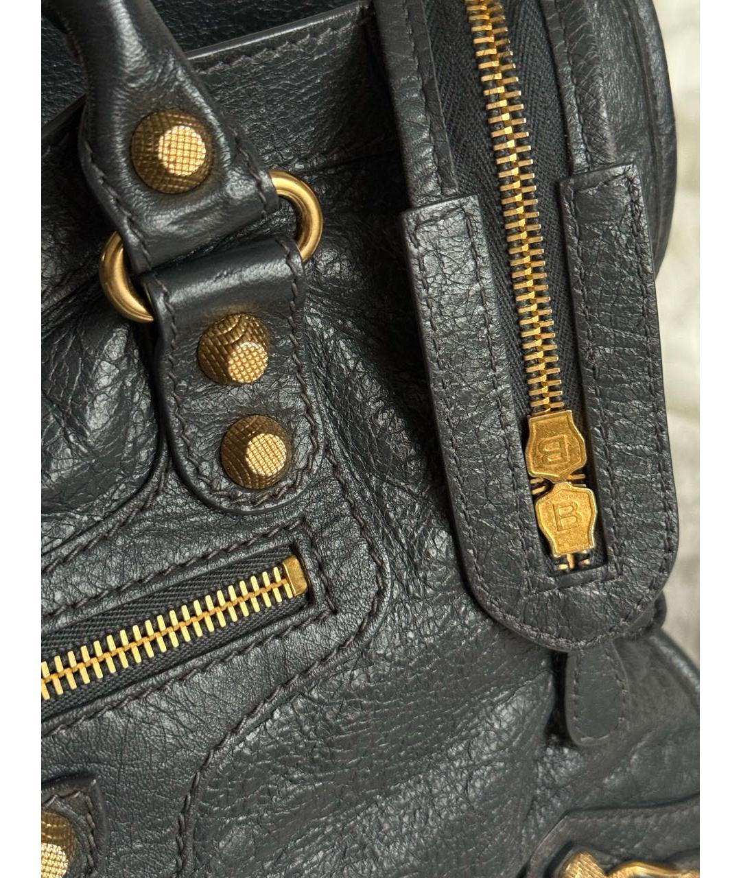 BALENCIAGA Серая кожаная сумка с короткими ручками, фото 5