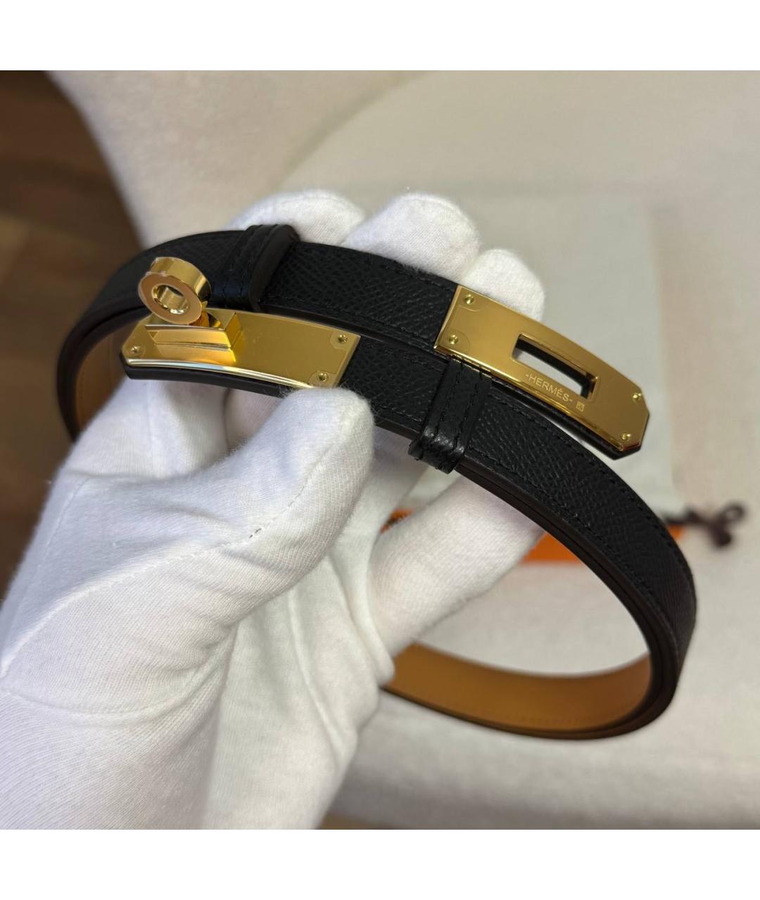 HERMES Черный кожаный ремень, фото 3