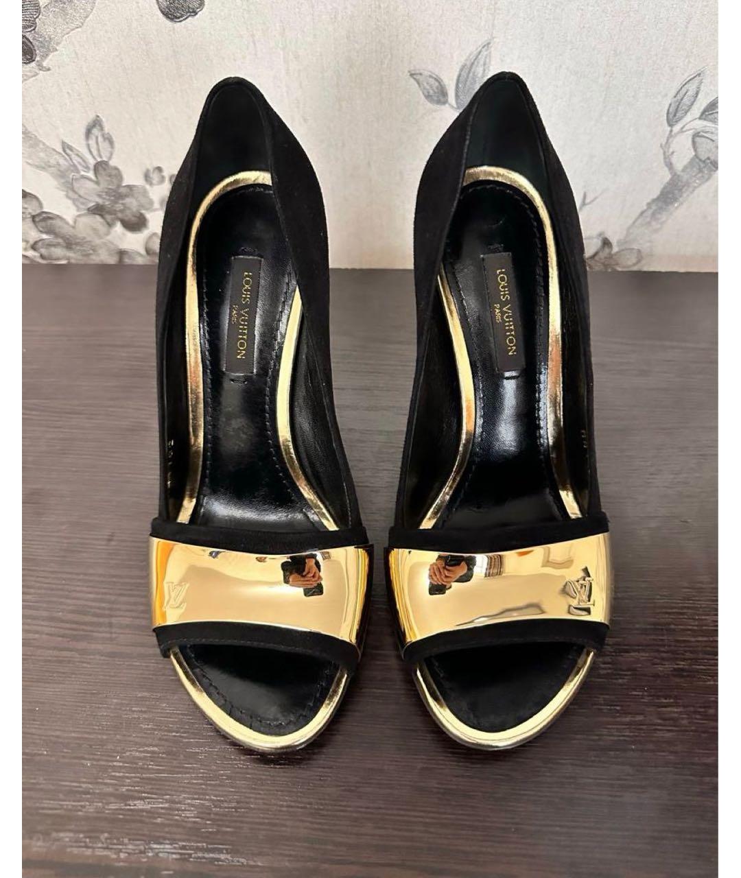 LOUIS VUITTON Черные замшевые туфли, фото 2