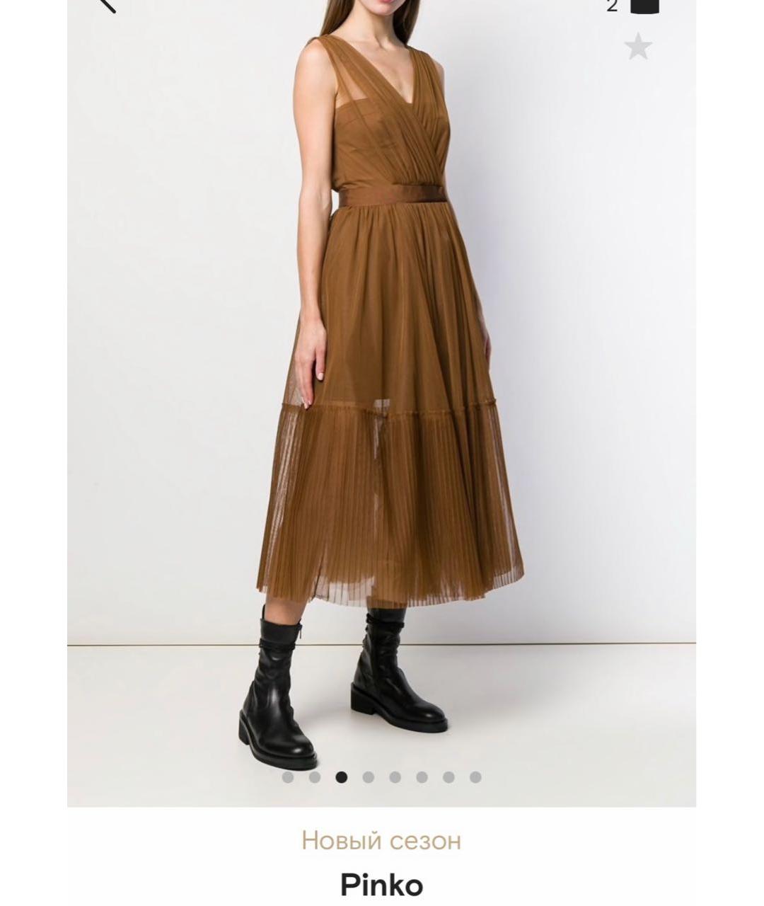 PINKO Коричневое полиамидовое коктейльное платье, фото 6