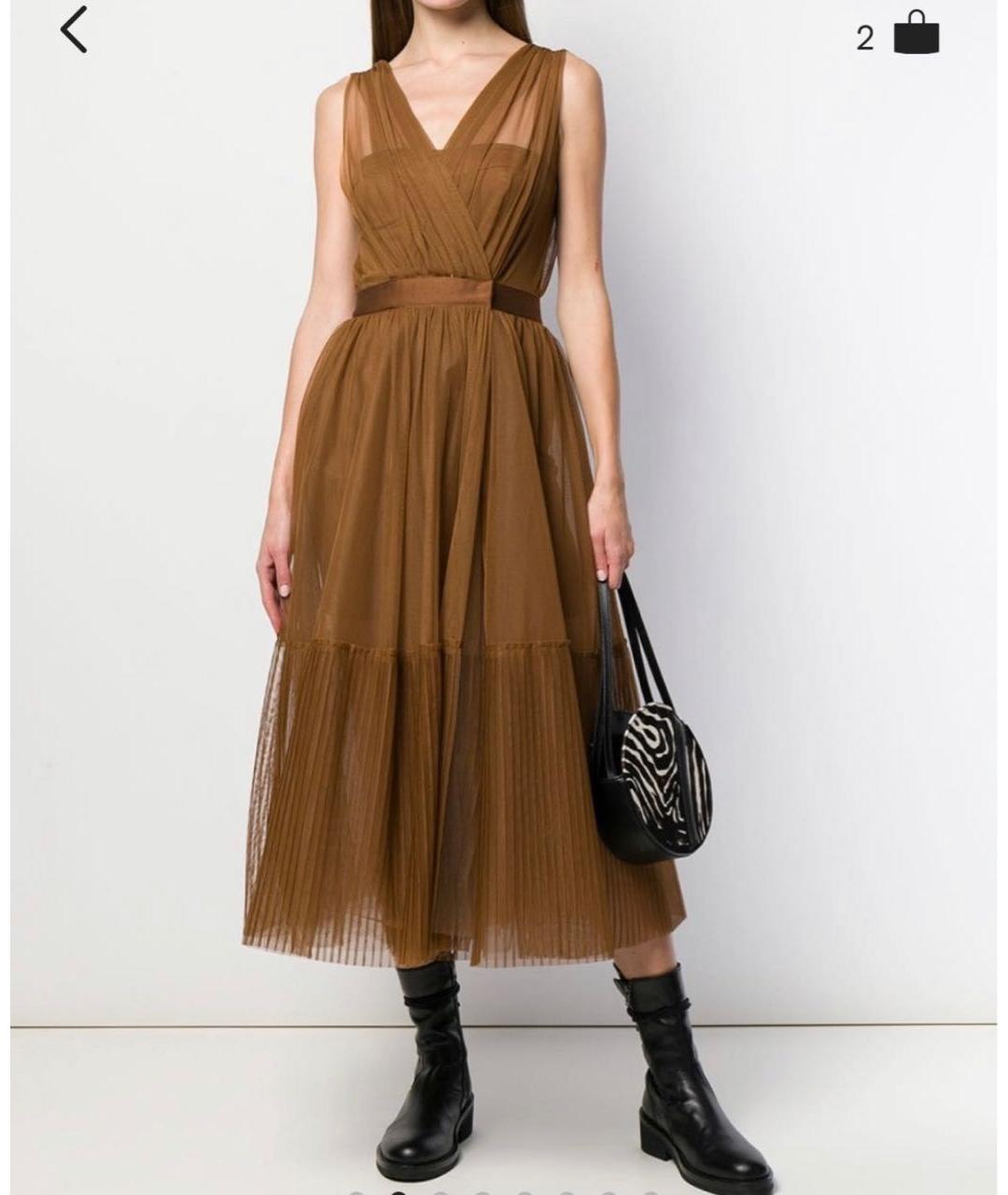 PINKO Коричневое полиамидовое коктейльное платье, фото 5