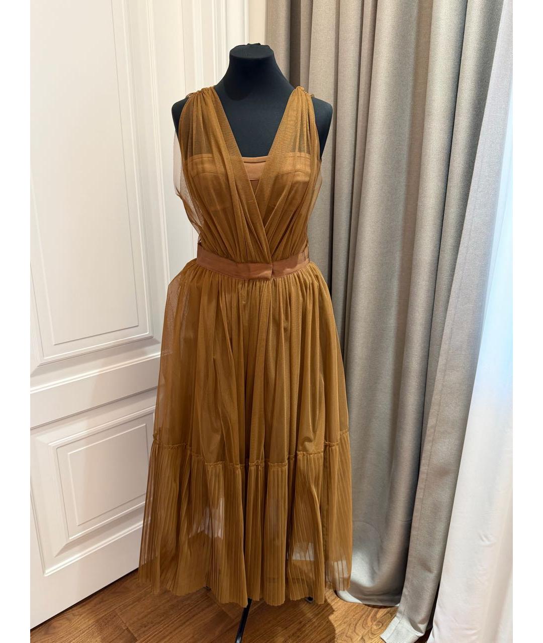 PINKO Коричневое полиамидовое коктейльное платье, фото 9