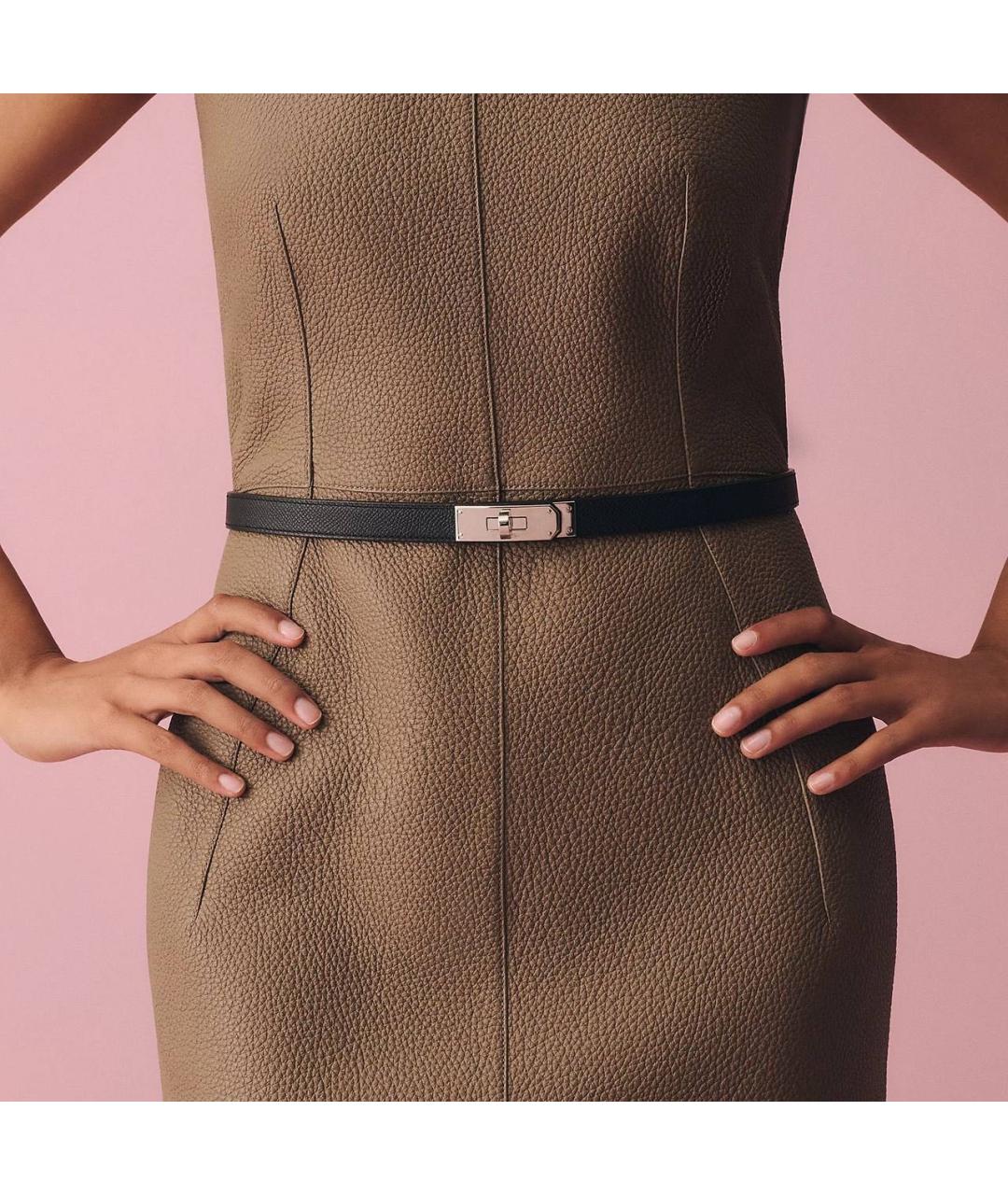 HERMES Черный кожаный ремень, фото 5