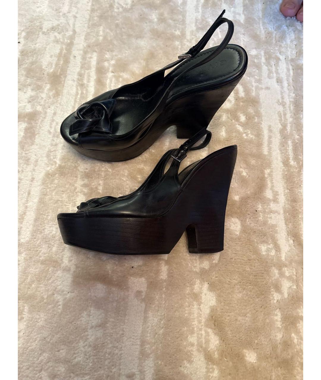 GIVENCHY Черные кожаные босоножки, фото 4