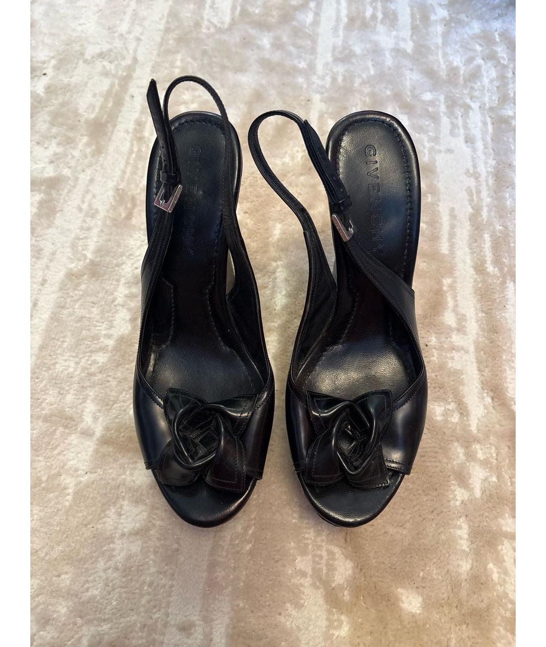 GIVENCHY Черные кожаные босоножки, фото 2