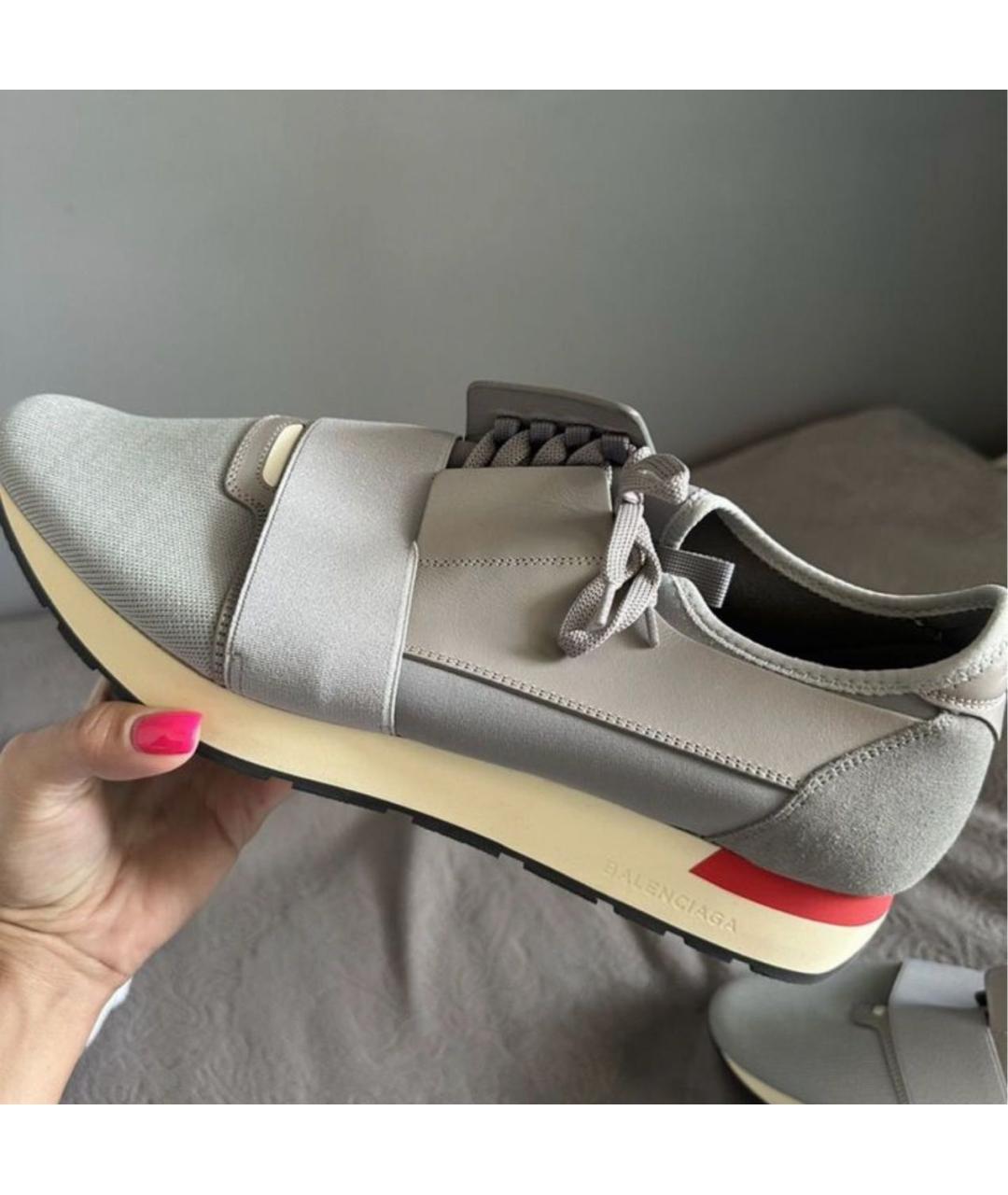 BALENCIAGA Серые текстильные низкие кроссовки / кеды, фото 9