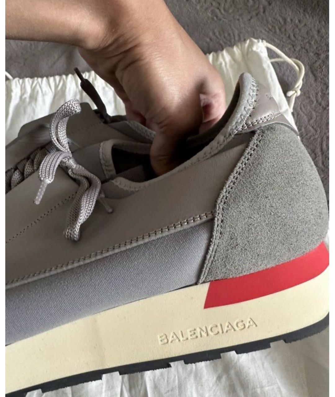 BALENCIAGA Серые текстильные низкие кроссовки / кеды, фото 6