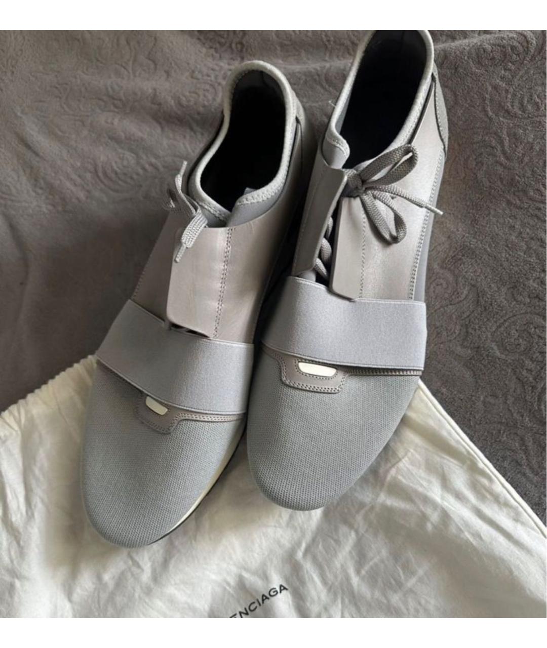 BALENCIAGA Серые текстильные низкие кроссовки / кеды, фото 4