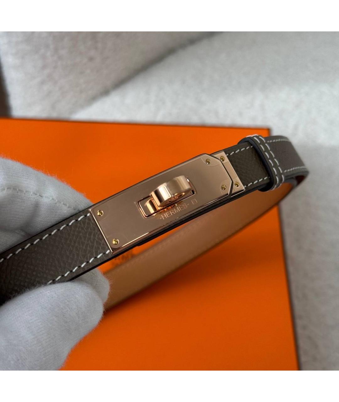 HERMES Серый кожаный ремень, фото 3