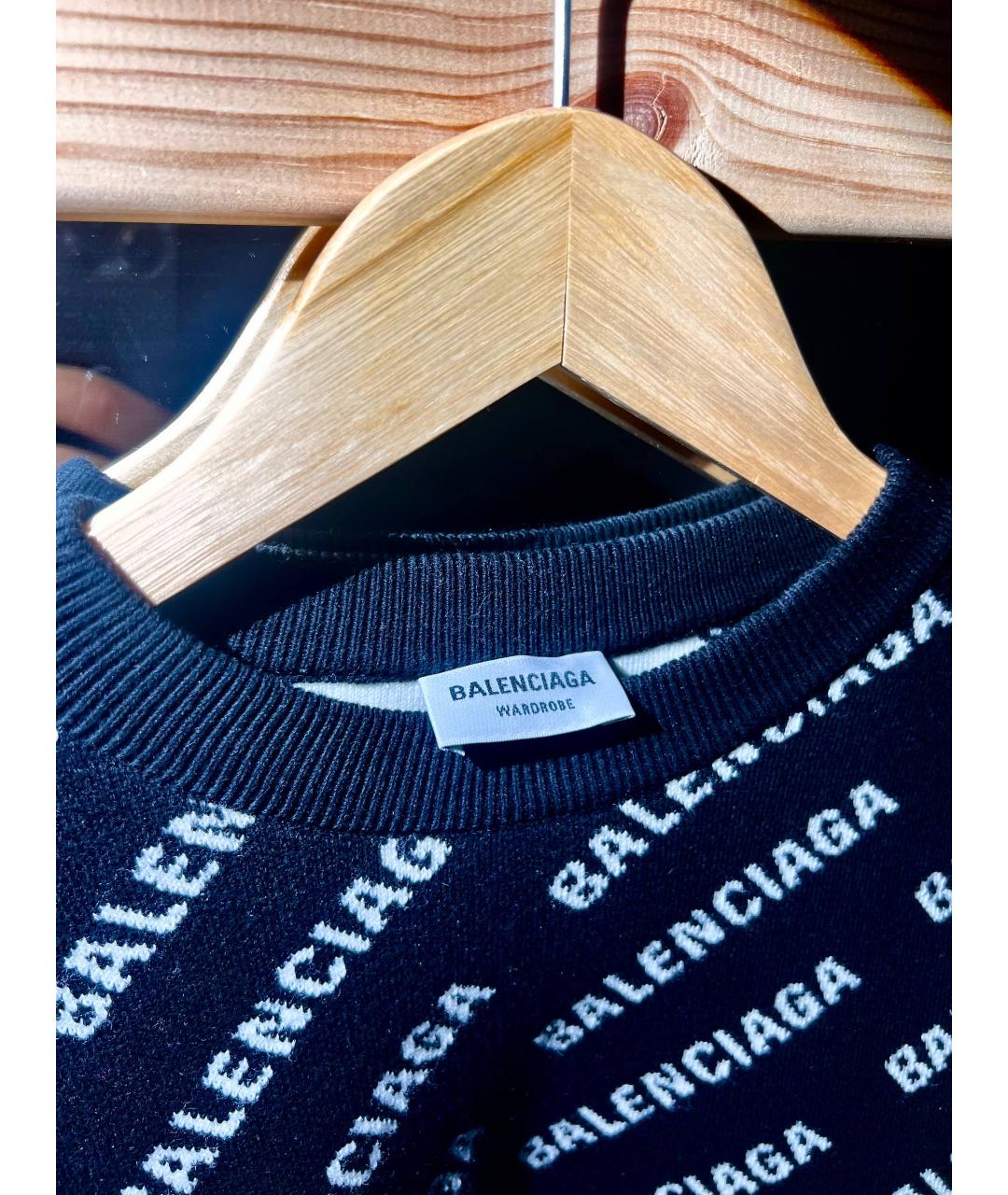 BALENCIAGA Черный хлопковый джемпер / свитер, фото 3