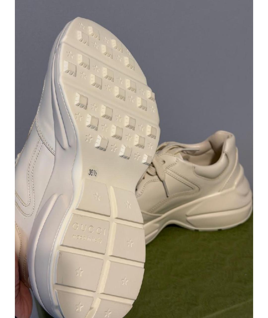 GUCCI Белые кожаные кроссовки, фото 5