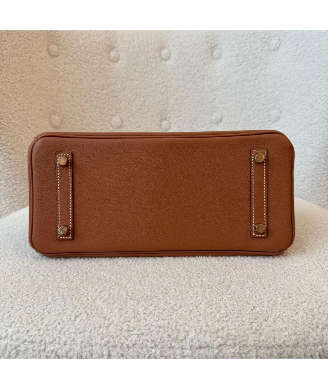 HERMES Коричневая кожаная сумка с короткими ручками, фото 7