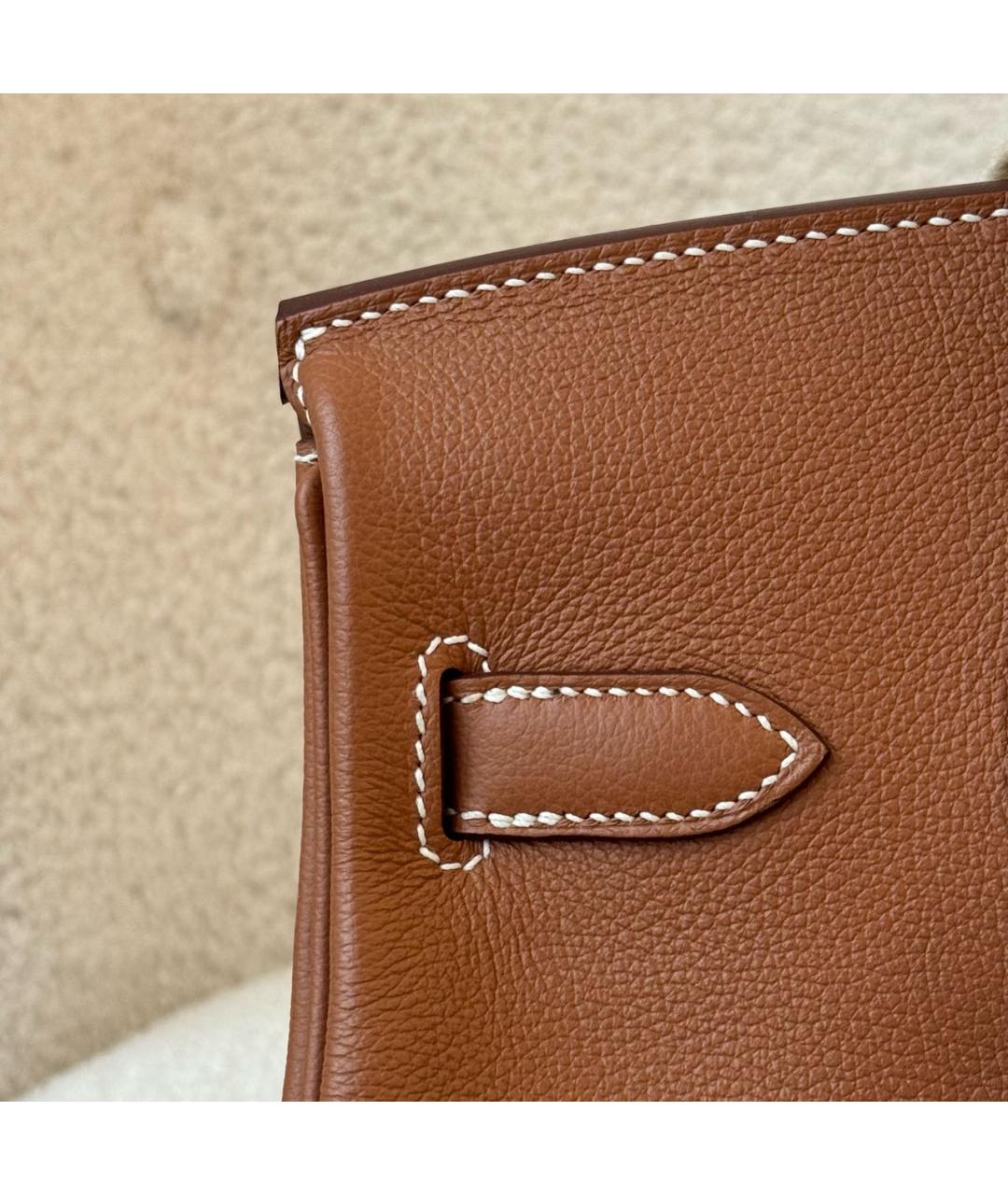 HERMES Коричневая кожаная сумка с короткими ручками, фото 5