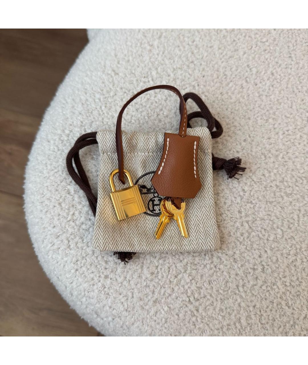 HERMES Коричневая кожаная сумка с короткими ручками, фото 8