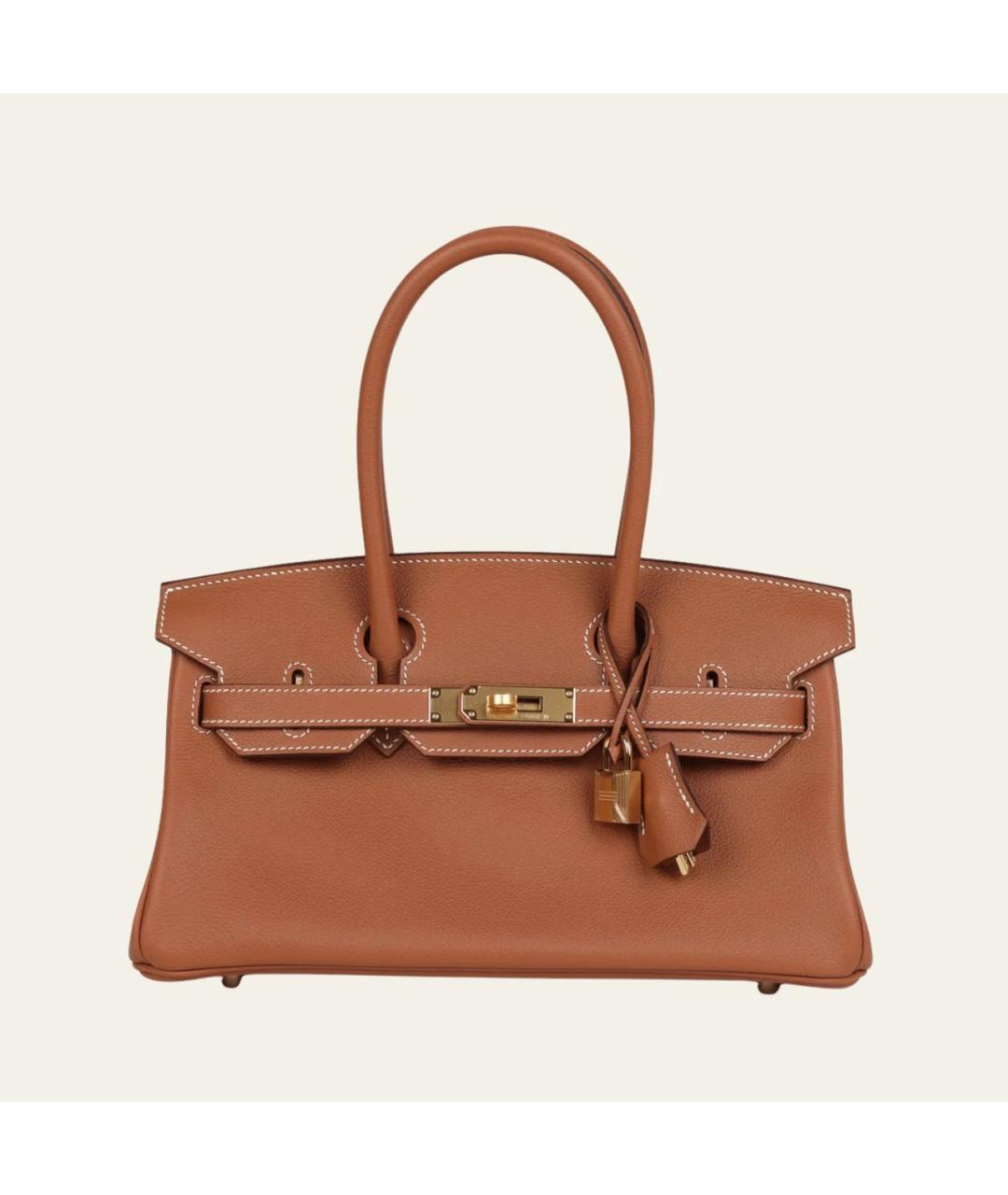 HERMES Коричневая кожаная сумка с короткими ручками, фото 9