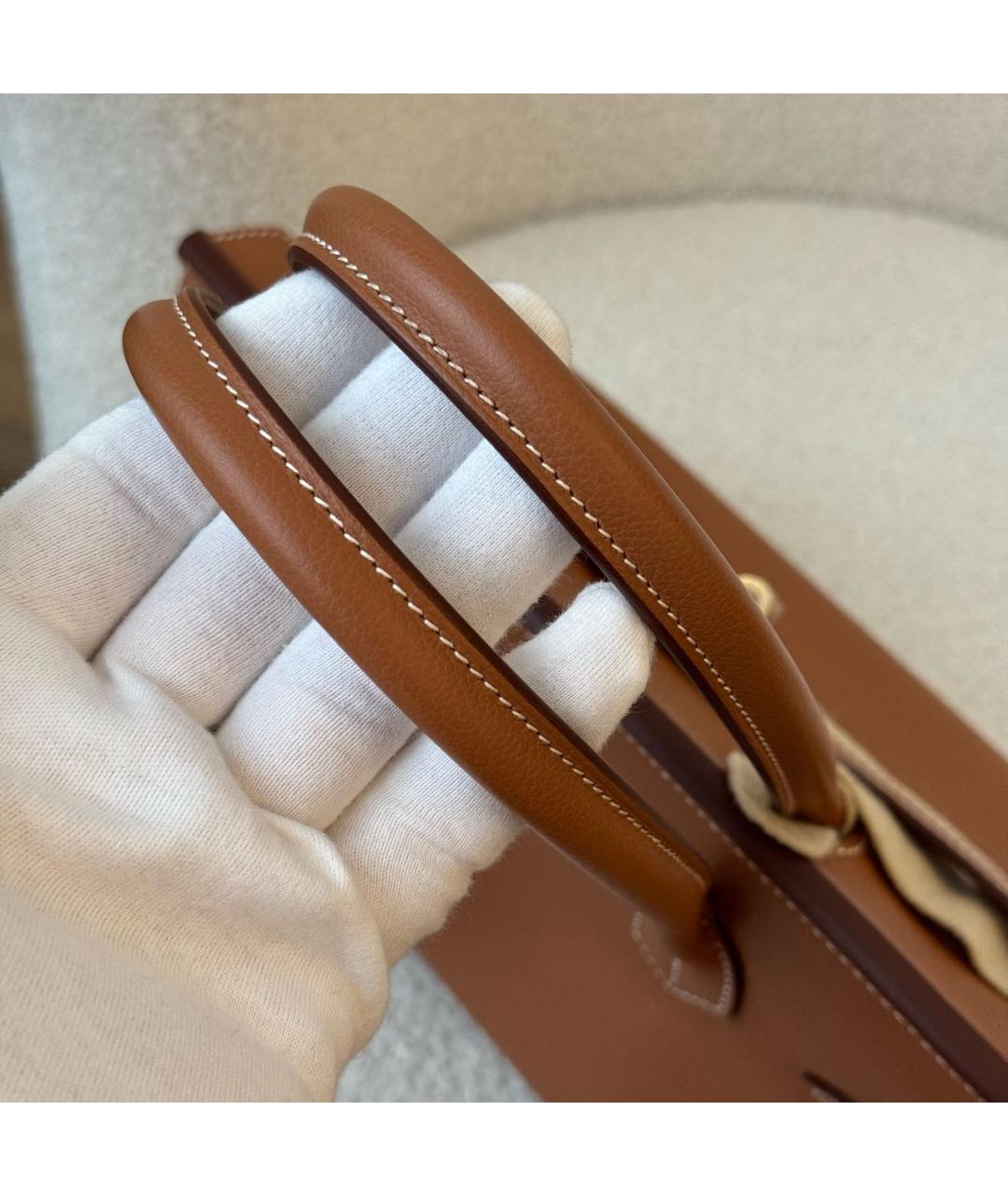 HERMES Коричневая кожаная сумка с короткими ручками, фото 4
