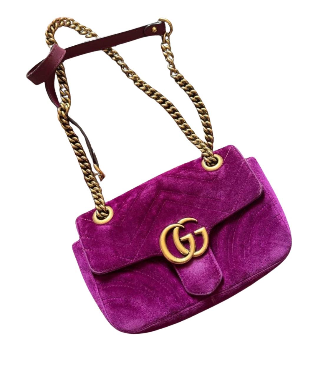 GUCCI Фуксия бархатная сумка через плечо, фото 1
