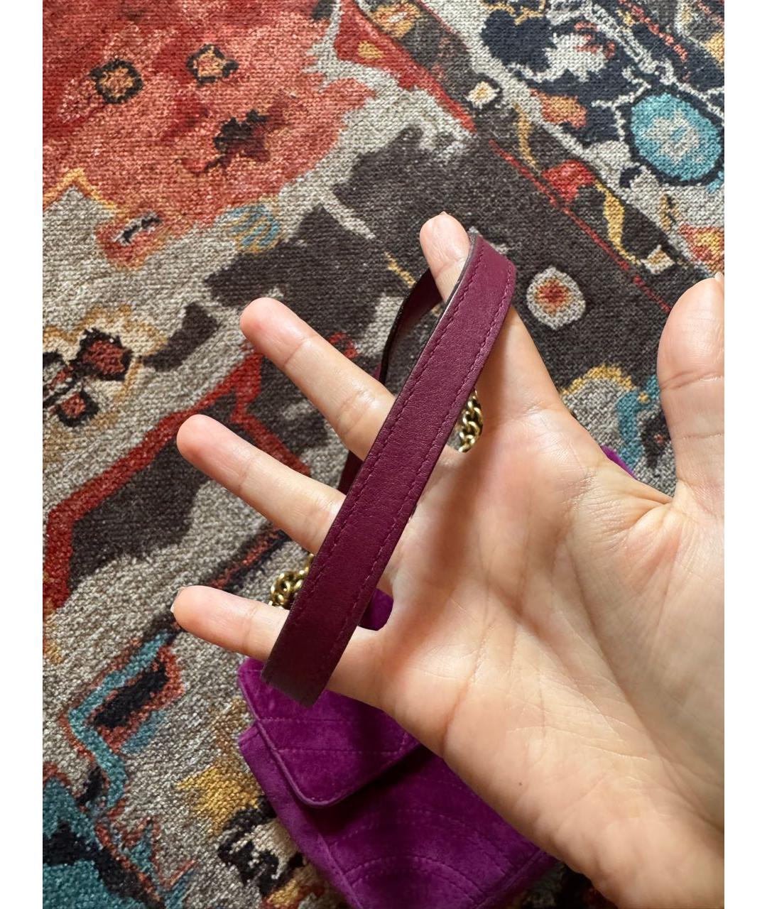 GUCCI Фуксия бархатная сумка через плечо, фото 7