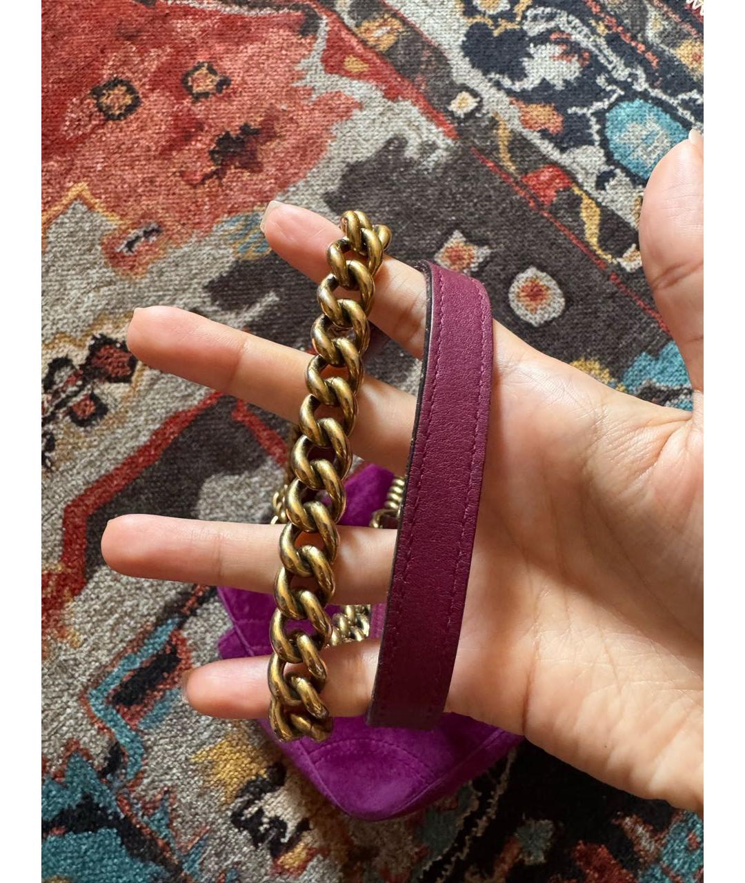 GUCCI Фуксия бархатная сумка через плечо, фото 6