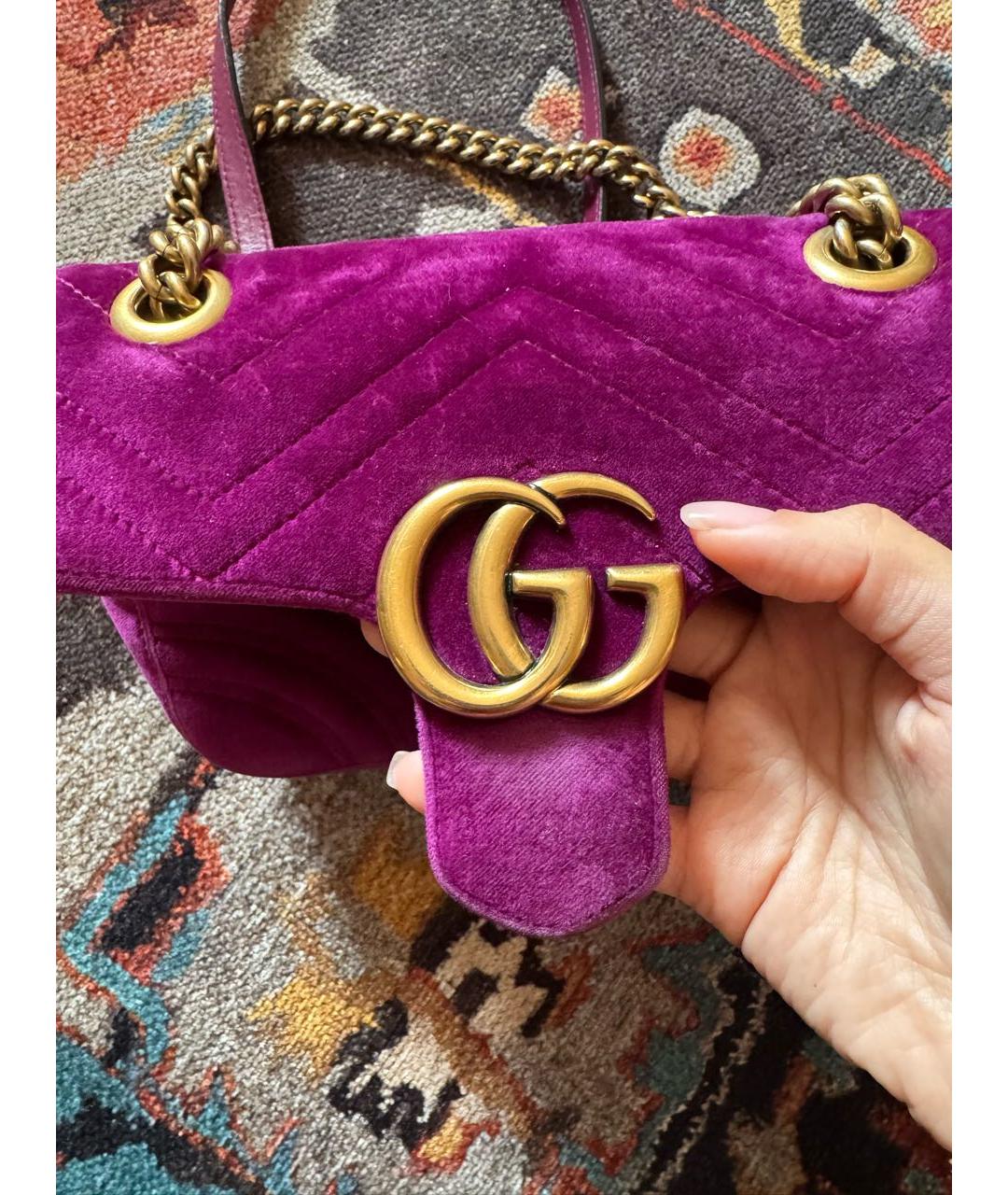 GUCCI Фуксия бархатная сумка через плечо, фото 2