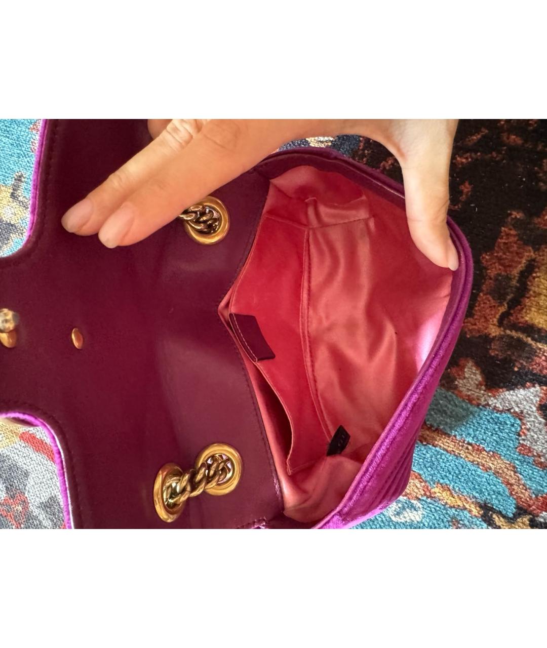 GUCCI Фуксия бархатная сумка через плечо, фото 4
